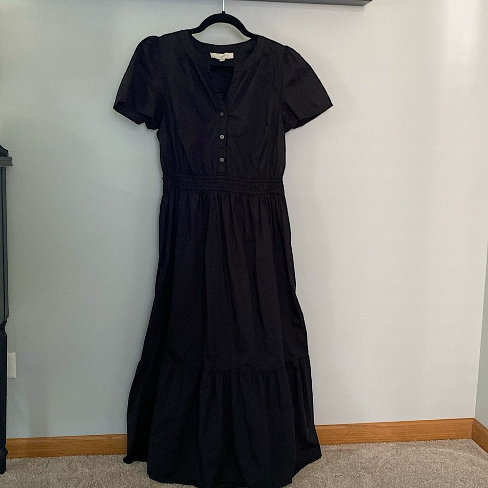 LOFT Black Midi Dress